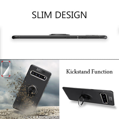 NALIA Ring Hülle kompatibel mit Samsung Galaxy S10 5G, Silikon Handyhülle mit 360 Grad Finger-Halter für magnetische KFZ-Halterung, Schutzhülle Cover Phone Case Handy-Tasche Etui Schwarz NALIA Protective Hülle