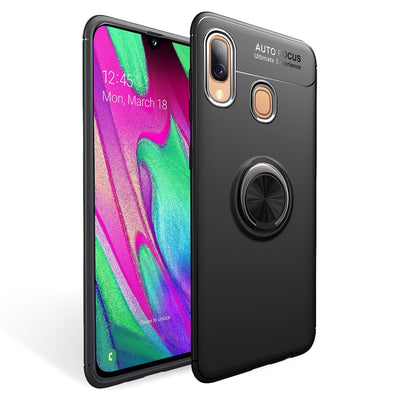NALIA Ring Hülle kompatibel mit Samsung Galaxy A40, Silikon Handyhülle mit 360 Grad Finger-Halter für magnetische KFZ-Halterung, Schutzhülle Cover Phone Case Handy-Tasche Etui Schwarz NALIA Protective Hülle