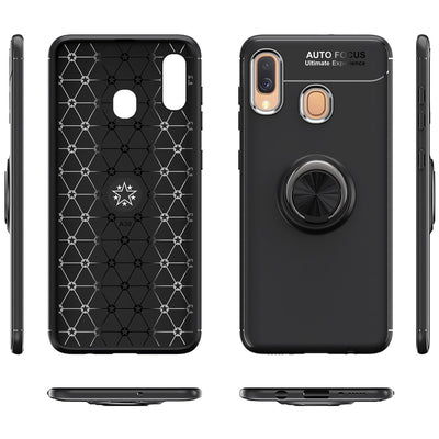 NALIA Ring Hülle kompatibel mit Samsung Galaxy A40, Silikon Handyhülle mit 360 Grad Finger-Halter für magnetische KFZ-Halterung, Schutzhülle Cover Phone Case Handy-Tasche Etui Schwarz NALIA Protective Hülle