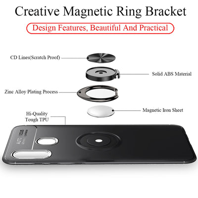 NALIA Ring Hülle kompatibel mit Samsung Galaxy A40, Silikon Handyhülle mit 360 Grad Finger-Halter für magnetische KFZ-Halterung, Schutzhülle Cover Phone Case Handy-Tasche Etui Schwarz NALIA Protective Hülle