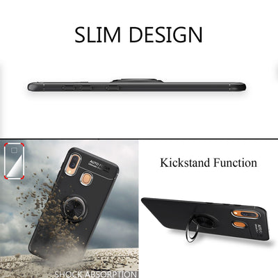 NALIA Ring Hülle kompatibel mit Samsung Galaxy A40, Silikon Handyhülle mit 360 Grad Finger-Halter für magnetische KFZ-Halterung, Schutzhülle Cover Phone Case Handy-Tasche Etui Schwarz NALIA Protective Hülle