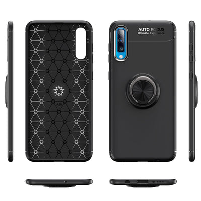 NALIA Ringhülle für Samsung Galaxy A70 – Ring-Ständer 360° & für Magnet-Halter – GRIP360 (Mattiertes Silikon Case) – Marke aus Berlin Schwarz NALIA Protective Hülle