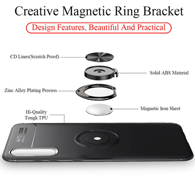 NALIA Ringhülle für Samsung Galaxy A70 – Ring-Ständer 360° & für Magnet-Halter – GRIP360 (Mattiertes Silikon Case) – Marke aus Berlin Schwarz NALIA Protective Hülle