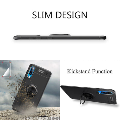 NALIA Ringhülle für Samsung Galaxy A70 – Ring-Ständer 360° & für Magnet-Halter – GRIP360 (Mattiertes Silikon Case) – Marke aus Berlin Schwarz NALIA Protective Hülle