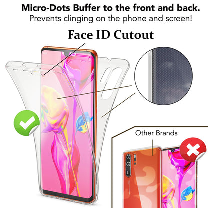 NALIA 360 Grad Handyhülle für Huawei P30 Pro, Full-Body Silikon Rundum Hülle Transparent NALIA