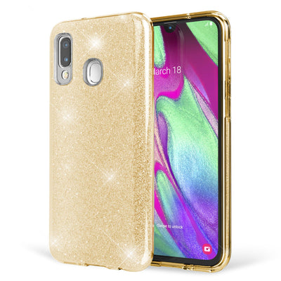 NALIA Glitzerhülle für Samsung Galaxy A40 – Funkelnder Glitzer-Look & Grip – SHINEPOP (Silikon Case) – Marke aus Berlin Gold NALIA Protective Hülle