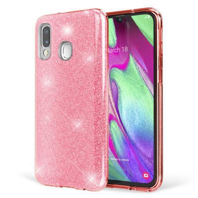 NALIA Glitzerhülle für Samsung Galaxy A40 – Funkelnder Glitzer-Look & Grip – SHINEPOP (Silikon Case) – Marke aus Berlin Pink NALIA Protective Hülle