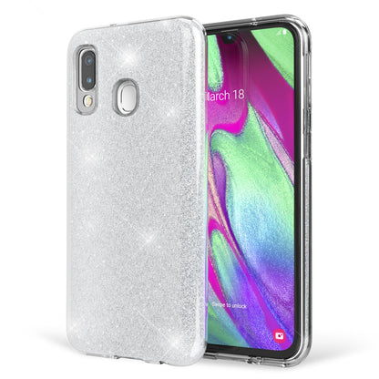 NALIA Glitzer Handyhülle für Samsung Galaxy A40, Diamant Schutzhülle Glitzer Handyhülle Silber NALIA Protective Hülle
