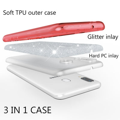 NALIA Glitzerhülle für Samsung Galaxy A40 – Funkelnder Glitzer-Look & Grip – SHINEPOP (Silikon Case) – Marke aus Berlin Pink NALIA Protective Hülle