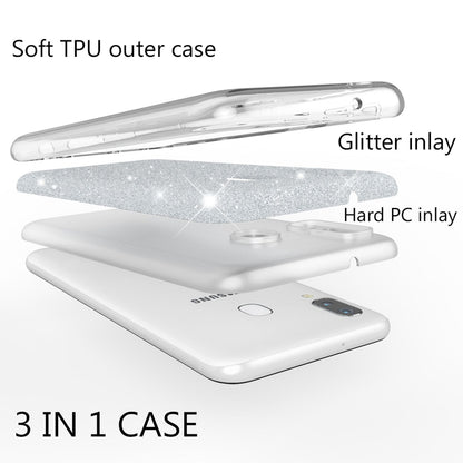 NALIA Glitzer Handyhülle für Samsung Galaxy A40, Diamant Schutzhülle Glitzer Handyhülle Silber NALIA Protective Hülle