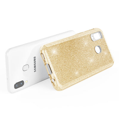 NALIA Glitzerhülle für Samsung Galaxy A40 – Funkelnder Glitzer-Look & Grip – SHINEPOP (Silikon Case) – Marke aus Berlin Gold NALIA Protective Hülle
