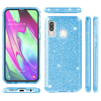 NALIA Glitzerhülle für Samsung Galaxy A40 – Funkelnder Glitzer-Look & Grip – SHINEPOP (Silikon Case) – Marke aus Berlin Türkis NALIA Protective Hülle