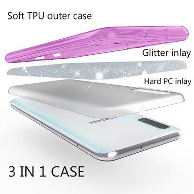 NALIA Glitzer Hülle kompatibel mit Samsung Galaxy A70, Diamant Schutzhülle Glitter Case Bling Cover Silikon Handyhülle Dünn, Ultra-Slim Phone Backcover Handy-Tasche Diamond Bumper Etui Lila NALIA Protective Hülle