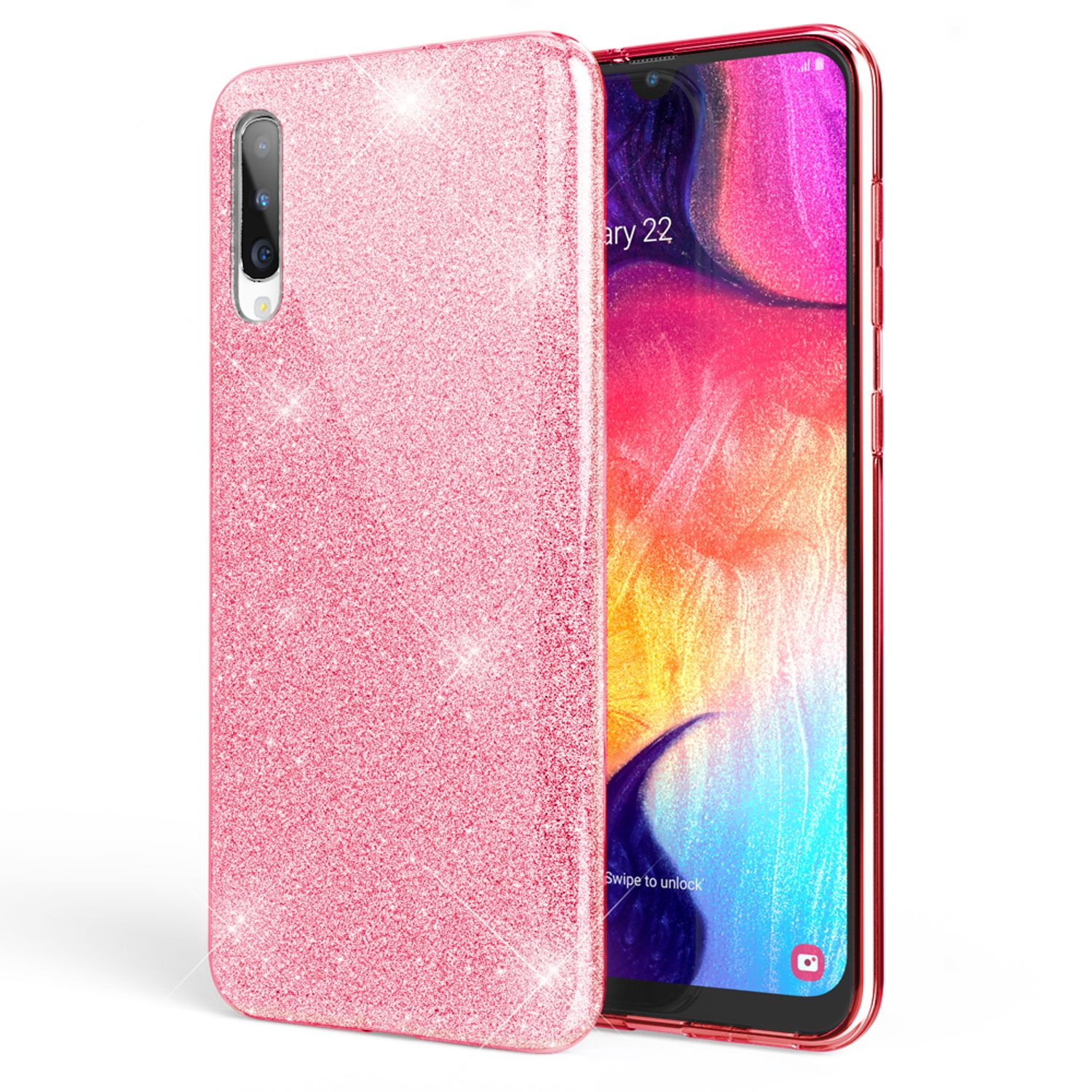 NALIA Glitzer Handyhülle für Samsung Galaxy A70, Diamant Schutzhülle Glitzer Handyhülle Pink NALIA Protective Hülle