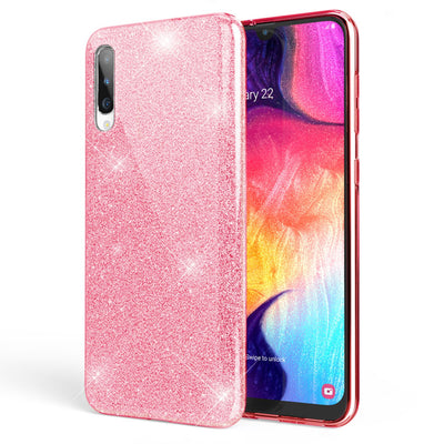 NALIA Glitzer Hülle kompatibel mit Samsung Galaxy A70, Diamant Schutzhülle Glitter Case Bling Cover Silikon Handyhülle Dünn, Ultra-Slim Phone Backcover Handy-Tasche Diamond Bumper Etui Pink NALIA Protective Hülle