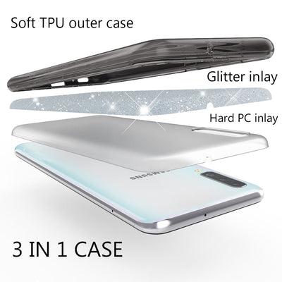 NALIA Glitzer Hülle kompatibel mit Samsung Galaxy A70, Diamant Schutzhülle Glitter Case Bling Cover Silikon Handyhülle Dünn, Ultra-Slim Phone Backcover Handy-Tasche Diamond Bumper Etui Schwarz NALIA Protective Hülle