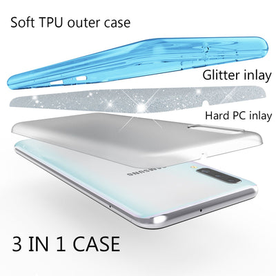 NALIA Glitzer Hülle kompatibel mit Samsung Galaxy A70, Diamant Schutzhülle Glitter Case Bling Cover Silikon Handyhülle Dünn, Ultra-Slim Phone Backcover Handy-Tasche Diamond Bumper Etui Türkis NALIA Protective Hülle