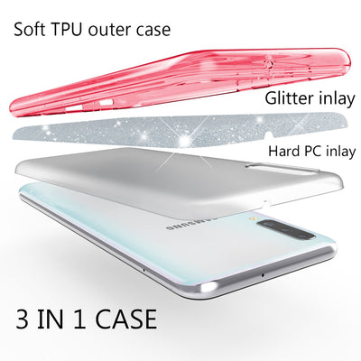 NALIA Glitzer Hülle kompatibel mit Samsung Galaxy A70, Diamant Schutzhülle Glitter Case Bling Cover Silikon Handyhülle Dünn, Ultra-Slim Phone Backcover Handy-Tasche Diamond Bumper Etui Pink NALIA Protective Hülle