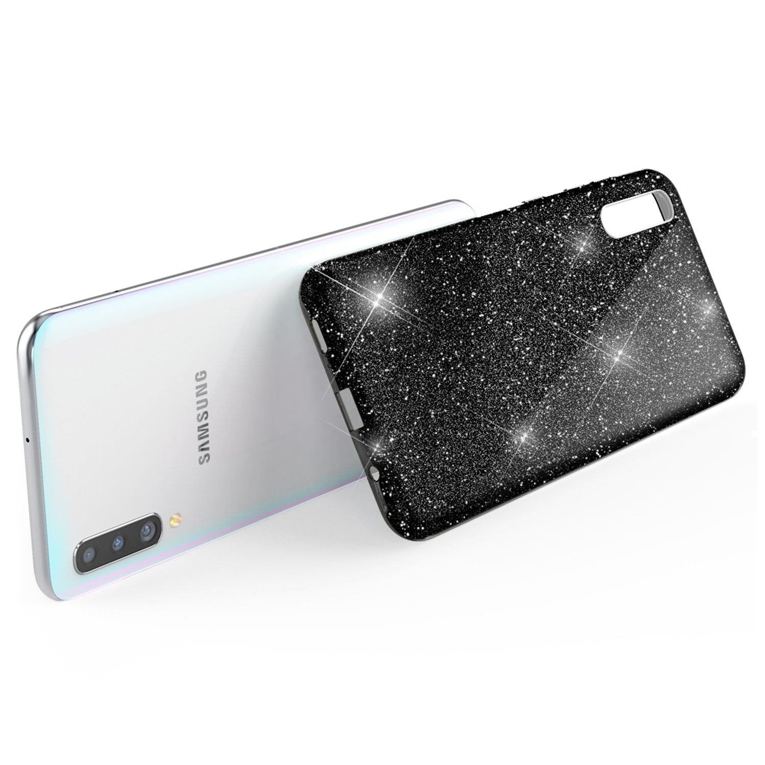 NALIA Glitzer Handyhülle für Samsung Galaxy A70, Diamant Schutzhülle Glitzer Handyhülle Schwarz NALIA Protective Hülle