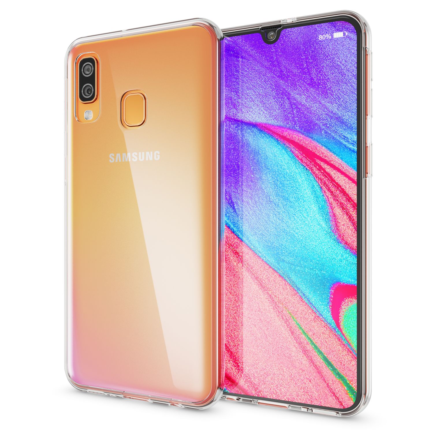 NALIA 360 Grad Handyhülle für Samsung Galaxy A40, Dünne Full-Body Silikon Hülle Transparent NALIA