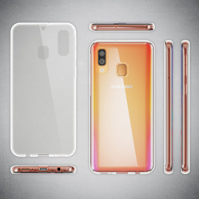 NALIA 360 Grad Handyhülle kompatibel mit Samsung Galaxy A40, Dünne Full-Body Silikon Hülle Rundum Cover Case, Ultra-Slim Schutzhülle Handy-Tasche, Komplett-Schutz & Displayschutz Transparent NALIA Protective Hülle