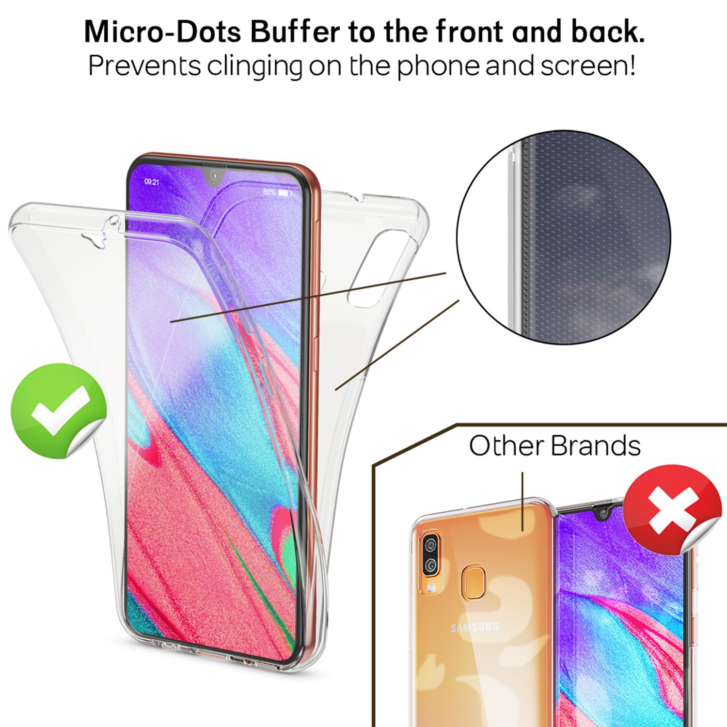 NALIA 360 Grad Handyhülle für Samsung Galaxy A40, Dünne Full-Body Silikon Hülle Transparent NALIA