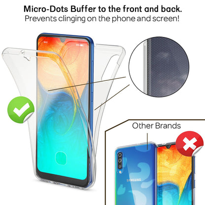 NALIA 360 Grad Handyhülle für Samsung Galaxy A50, Dünne Full-Body Silikon Hülle Transparent NALIA