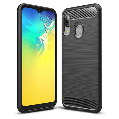NALIA Design Case kompatibel mit Samsung Galaxy A20e Hülle, Carbon Look Stylische Handyhülle Stoßfeste Silikon Schutzhülle, Dünne Handy-Tasche Phone Cover Bumper Soft Skin Etui Robust - Schwarz Default Title NALIA Protective Hülle