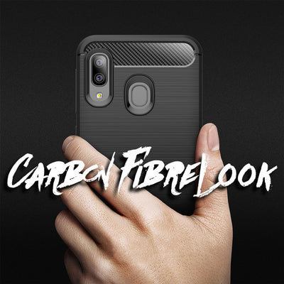 NALIA Design Case kompatibel mit Samsung Galaxy A20e Hülle, Carbon Look Stylische Handyhülle Stoßfeste Silikon Schutzhülle, Dünne Handy-Tasche Phone Cover Bumper Soft Skin Etui Robust - Schwarz Default Title NALIA Protective Hülle