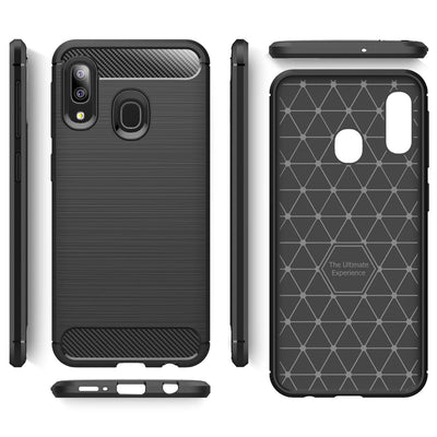 NALIA Design Case kompatibel mit Samsung Galaxy A20e Hülle, Carbon Look Stylische Handyhülle Stoßfeste Silikon Schutzhülle, Dünne Handy-Tasche Phone Cover Bumper Soft Skin Etui Robust - Schwarz Default Title NALIA Protective Hülle