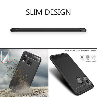 NALIA Design Case kompatibel mit Samsung Galaxy A20e Hülle, Carbon Look Stylische Handyhülle Stoßfeste Silikon Schutzhülle, Dünne Handy-Tasche Phone Cover Bumper Soft Skin Etui Robust - Schwarz Default Title NALIA Protective Hülle