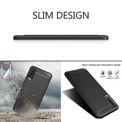 NALIA Silikonhülle für Samsung Galaxy A50 – Rutschfest & Matt – VORTEX (Gebürstete Optik & Carbon Design) – Marke aus Berlin Default Title NALIA Protective Hülle