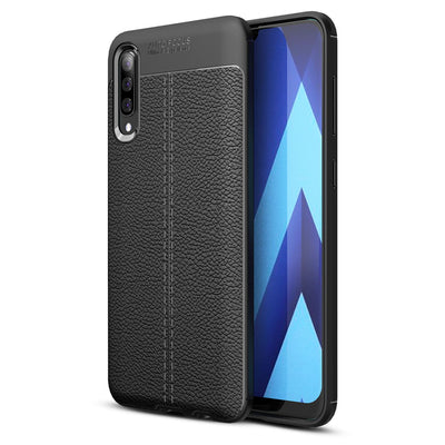 NALIA Leder-Look Hülle kompatibel mit Samsung Galaxy A70, Ultra-Slim Gummi Handyhülle TPU Silikon Case Cover, Dünne Phone Schutzhülle, Stoßfeste Etui Handy-Tasche Backcover Smartphone Bumper - Schwarz Default Title NALIA Protective Hülle