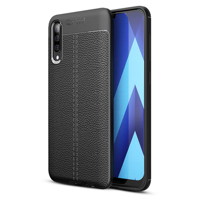 NALIA Leder-Look Hülle kompatibel mit Samsung Galaxy A50, Ultra-Slim Gummi Handyhülle TPU Silikon Case Cover, Dünne Phone Schutzhülle, Stoßfeste Etui Handy-Tasche Backcover Smartphone Bumper - Schwarz Default Title NALIA Protective Hülle