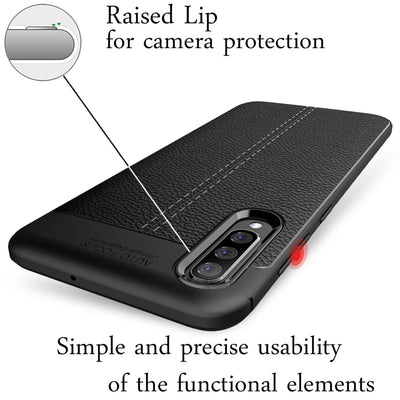 NALIA Leder-Look Hülle kompatibel mit Samsung Galaxy A50, Ultra-Slim Gummi Handyhülle TPU Silikon Case Cover, Dünne Phone Schutzhülle, Stoßfeste Etui Handy-Tasche Backcover Smartphone Bumper - Schwarz Default Title NALIA Protective Hülle