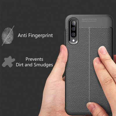 NALIA Leder-Look Hülle kompatibel mit Samsung Galaxy A50, Ultra-Slim Gummi Handyhülle TPU Silikon Case Cover, Dünne Phone Schutzhülle, Stoßfeste Etui Handy-Tasche Backcover Smartphone Bumper - Schwarz Default Title NALIA Protective Hülle