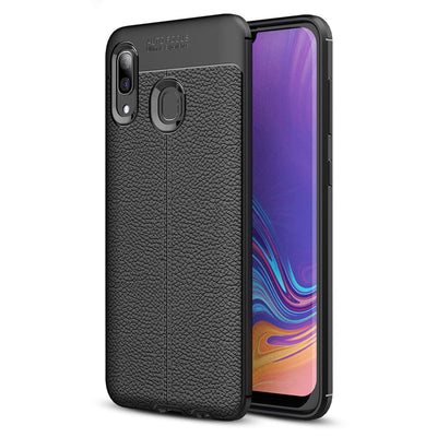 NALIA Leder-Look Hülle kompatibel mit Samsung Galaxy A40, Ultra-Slim Gummi Handyhülle TPU Silikon Case Cover, Dünne Phone Schutzhülle, Stoßfeste Etui Handy-Tasche Backcover Smartphone Bumper - Schwarz Default Title NALIA Protective Hülle