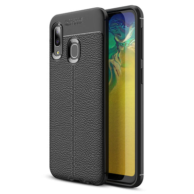 NALIA Leder-Look Hülle kompatibel mit Samsung Galaxy A20e, Ultra-Slim Handyhülle TPU Silikon Case Cover Skin, Dünne Phone Schutzhülle, Stoßfeste Etui Handy-Tasche Backcover Smartphone Bumper - Schwarz Default Title NALIA Protective Hülle