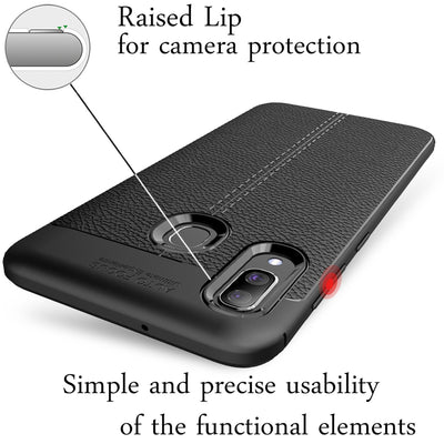 NALIA Leder-Look Hülle kompatibel mit Samsung Galaxy A20e, Ultra-Slim Handyhülle TPU Silikon Case Cover Skin, Dünne Phone Schutzhülle, Stoßfeste Etui Handy-Tasche Backcover Smartphone Bumper - Schwarz Default Title NALIA Protective Hülle