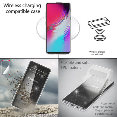 NALIA Glitzerhülle für Samsung Galaxy S10 5G – Funkelndes Silikon Case – DAZZLIN (Transparent & Stoßfest) – Marke aus Berlin Default Title NALIA Transparente Hülle