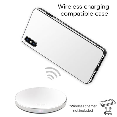NALIA Spiegel Hartglas Hülle kompatibel mit iPhone X / XS, Mirror Hard-Case 9H Tempered Glass Cover & Silikon Bumper, Robuste Handyhülle Schutzhülle Etui Handy-Tasche Dünn Silber NALIA Protective Hülle