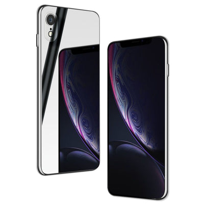 NALIA Spiegel Hartglas Hülle kompatibel mit iPhone XR, Mirror Hard-Case 9H Tempered Glass Cover & Silikon Bumper, Robuste Handyhülle Schutzhülle Etui Handy-Tasche Dünn Backcover NALIA Protective Hülle