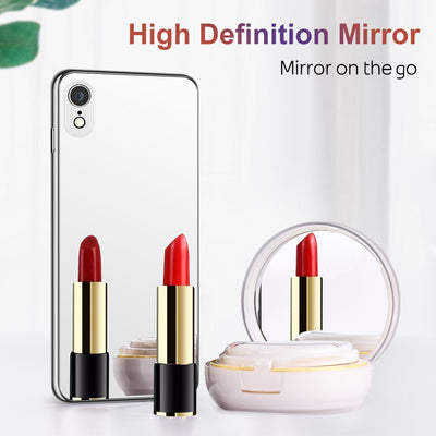 NALIA Spiegel Hartglas Hülle kompatibel mit iPhone XR, Mirror Hard-Case 9H Tempered Glass Cover & Silikon Bumper, Robuste Handyhülle Schutzhülle Etui Handy-Tasche Dünn Backcover NALIA Protective Hülle
