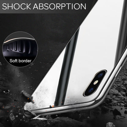 NALIA Spiegel Hart Glas Hülle für iPhone XS Max, Mirror Case 9H Tempered Glass Silber NALIA