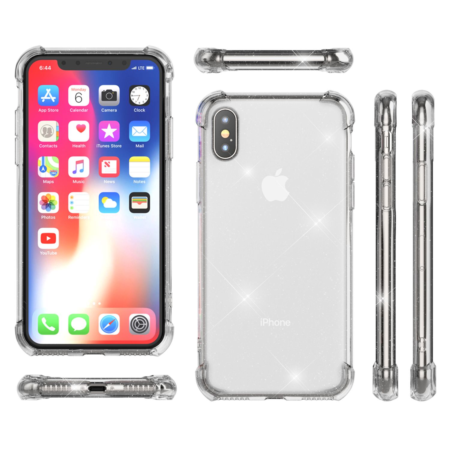 NALIA Glitzer Handy Hülle für iPhone XS Max, Schutz Case Cover Phone Bumper Etui Transparent NALIA