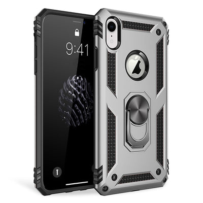 NALIA Panzerhülle für iPhone XR – Ring-Ständer 360° & Magnet-Halterung Kompatibel – RINGDEFEND (Stoßfestes Outdoor Case) – Marke aus Berlin Schwarz NALIA Protective Hülle