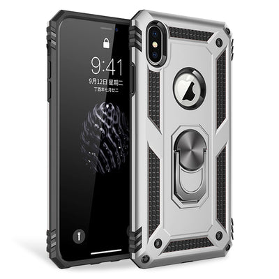 NALIA Panzerhülle für iPhone XS Max – Ring-Ständer 360° & Magnet-Halterung Kompatibel – RINGDEFEND (Stoßfestes Outdoor Case) – Marke aus Berlin Schwarz NALIA Protective Hülle
