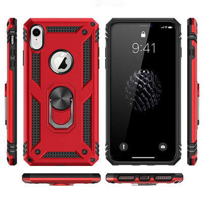 NALIA Panzerhülle für iPhone XR – Ring-Ständer 360° & Magnet-Halterung Kompatibel – RINGDEFEND (Stoßfestes Outdoor Case) – Marke aus Berlin Schwarz NALIA Outdoor Hülle