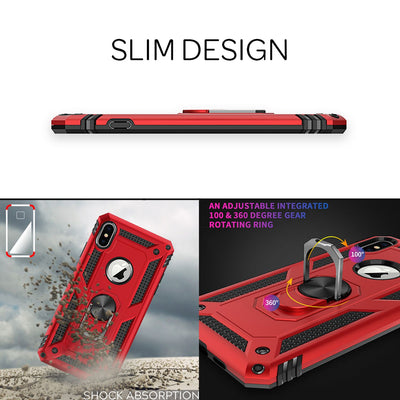 NALIA Panzerhülle für iPhone XS Max – Ring-Ständer 360° & Magnet-Halterung Kompatibel – RINGDEFEND (Stoßfestes Outdoor Case) – Marke aus Berlin Schwarz NALIA Protective Hülle