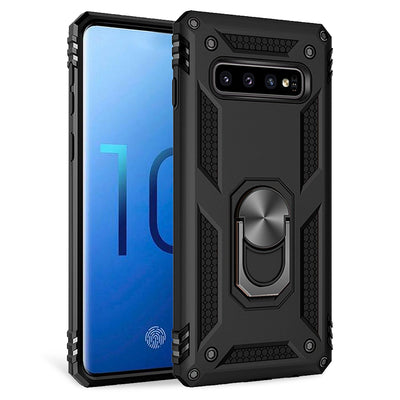 NALIA Panzerhülle für Samsung Galaxy S10 – Ring-Ständer 360° & Magnet-Halterung Kompatibel – RINGDEFEND (Stoßfestes Outdoor Case) – Marke aus Berlin Schwarz NALIA Protective Hülle